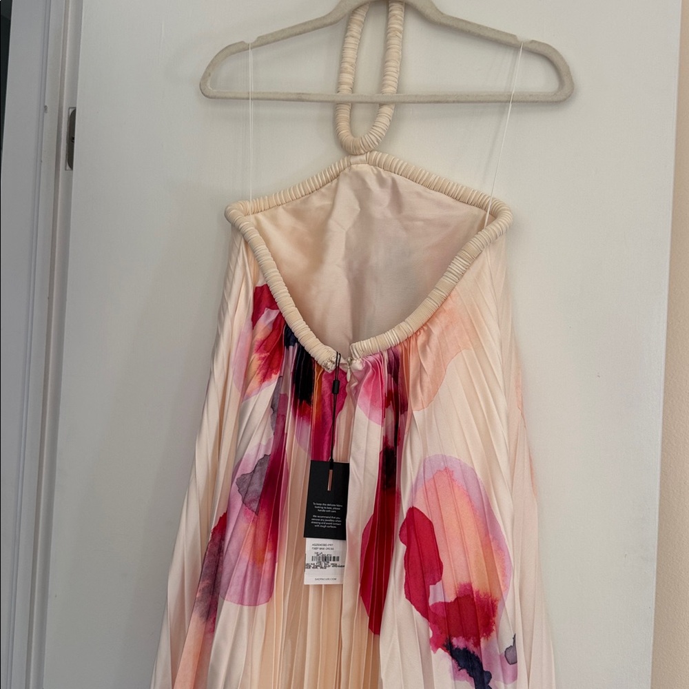 Acler Pearl Embrace Halter Maxi Dress in Cream with Pink Floral - Picture 4 of 7